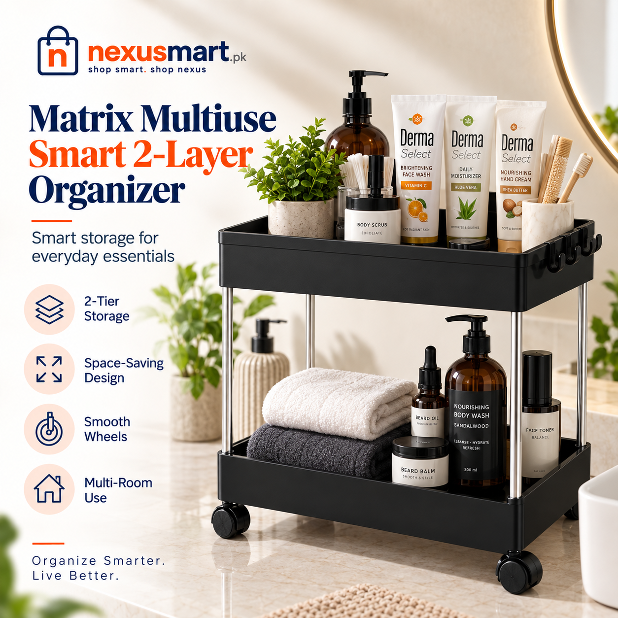 Matrix Multiuse Smart 2-Layer Organizer – Multi-Purpose Storage Rack