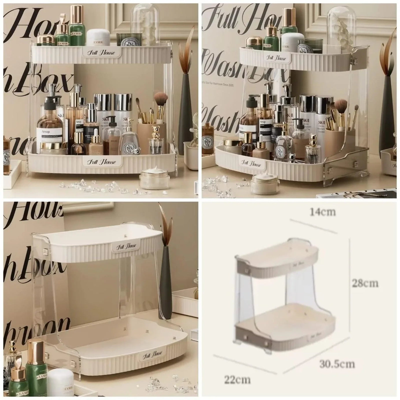 Double Layer Cosmetic Organizer Rack for Efficient Makeup Storage