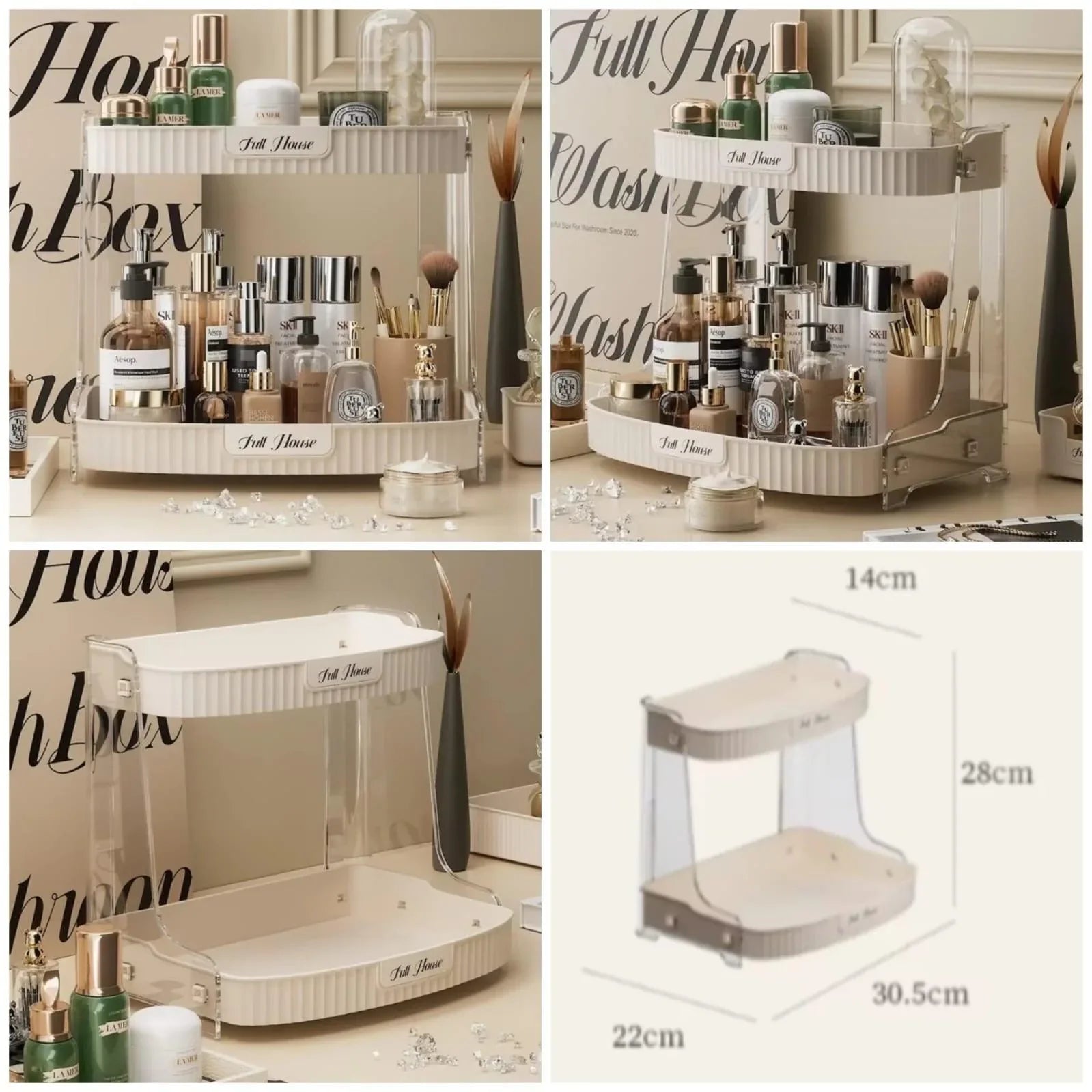 Double Layer Cosmetic Organizer Rack for Efficient Makeup Storage