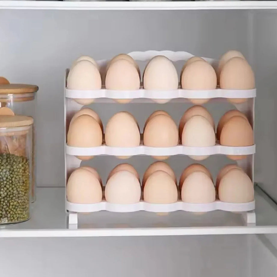 3-Tier Egg Storage Organizer, Large Capacity Egg Rack For Refrigerator,Collapsible Egg Tray