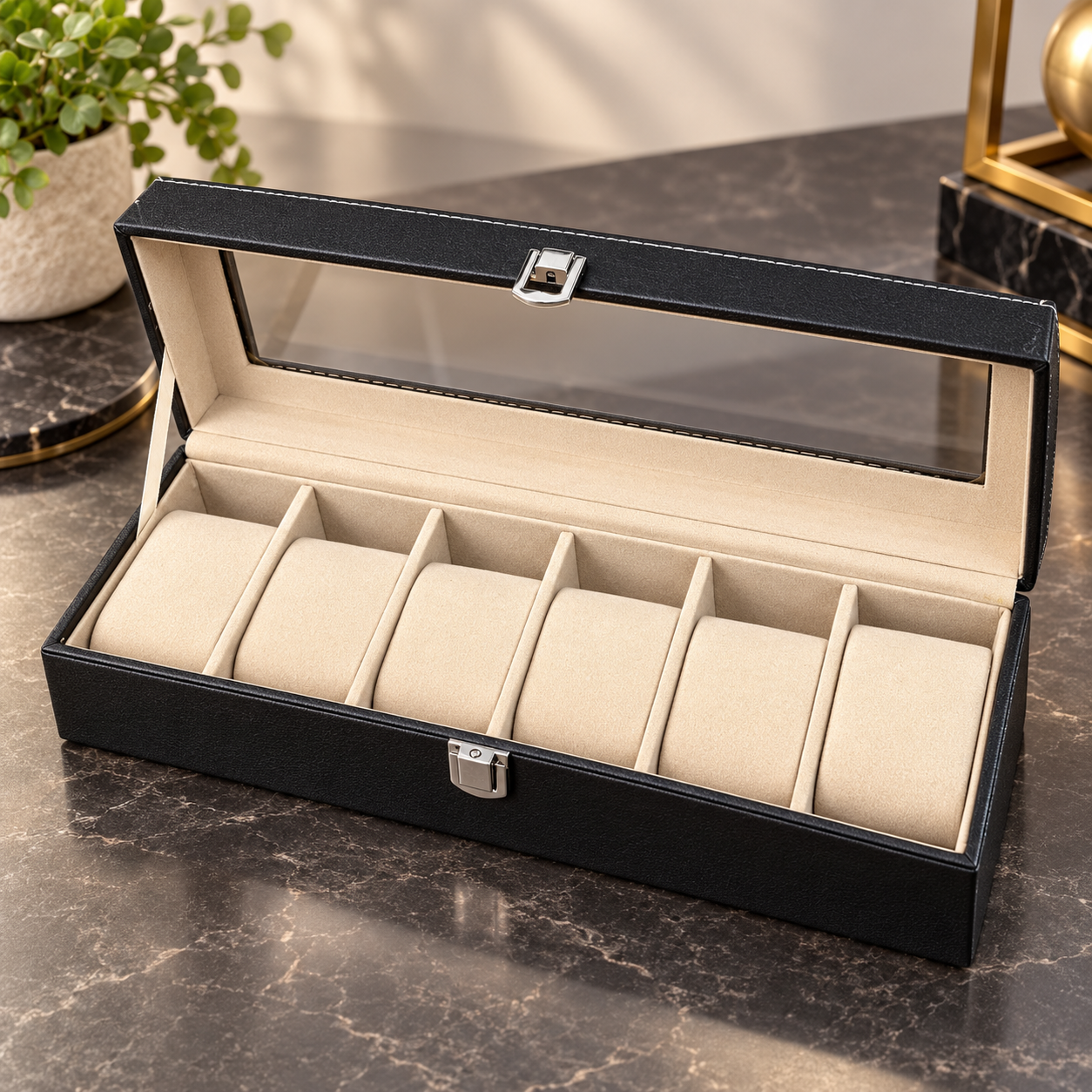 6-Slot Watch Organizer Box for Watch Storage & Display
