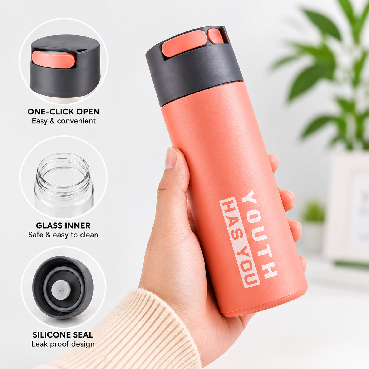 400ml Glass Water Bottle – Compact Reusable Drinking Bottle