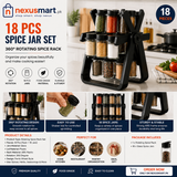 18 Pcs 360° Rotating Spice Jar Set – Ferris Wheel Countertop Seasoning Rack