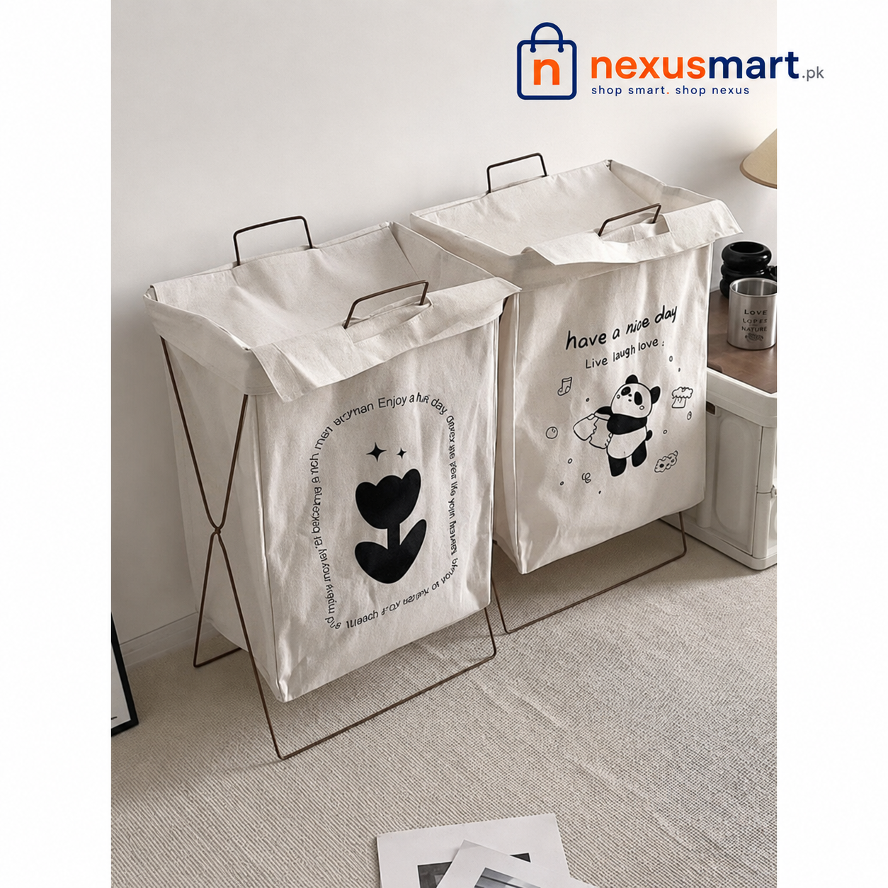 Foldable Fabric Laundry Basket with Metal Frame & Carry Handles – Space-Saving Laundry Hamper  Product Description