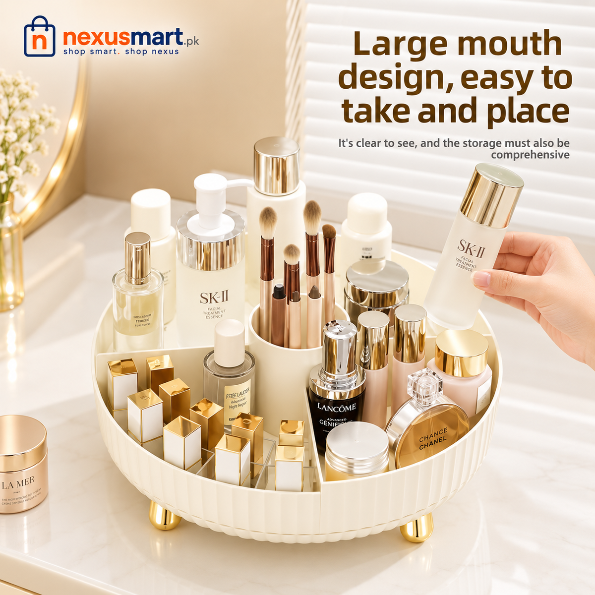 360° Rotating Luxury Cosmetic Partition Organizer Tray