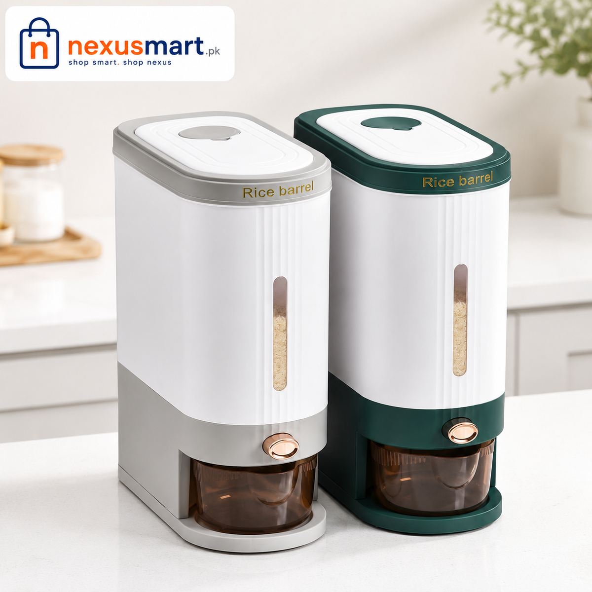 10KG Rice Barrel Dispenser – Kitchen Rice Storage Container