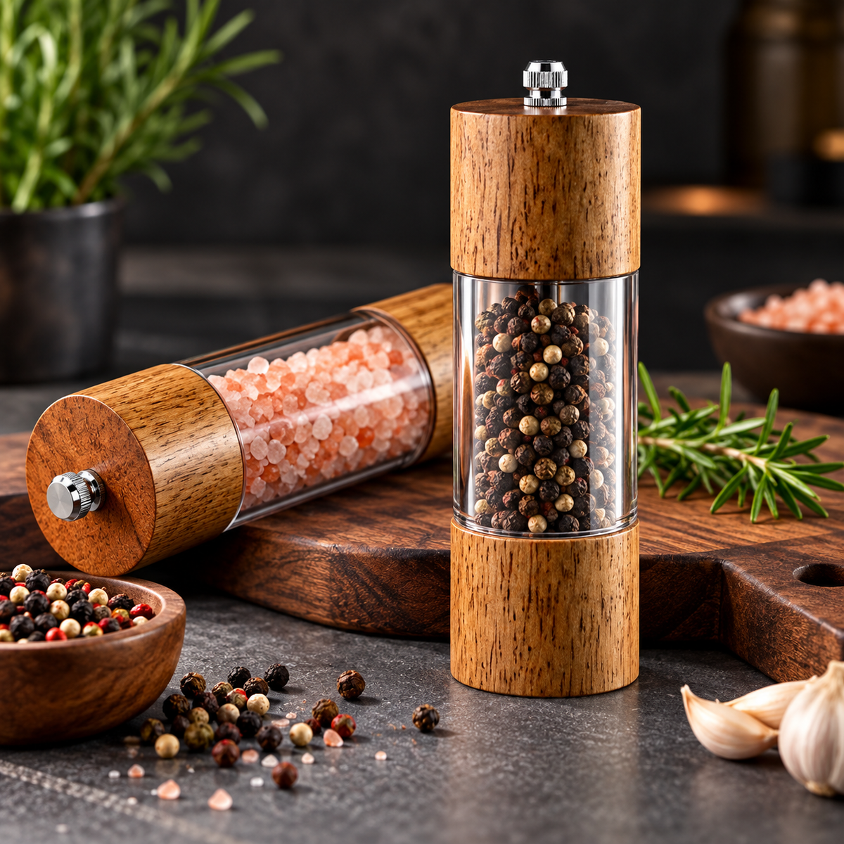 Wooden Pepper Grinder – Kitchen Spice & Pepper Mill
