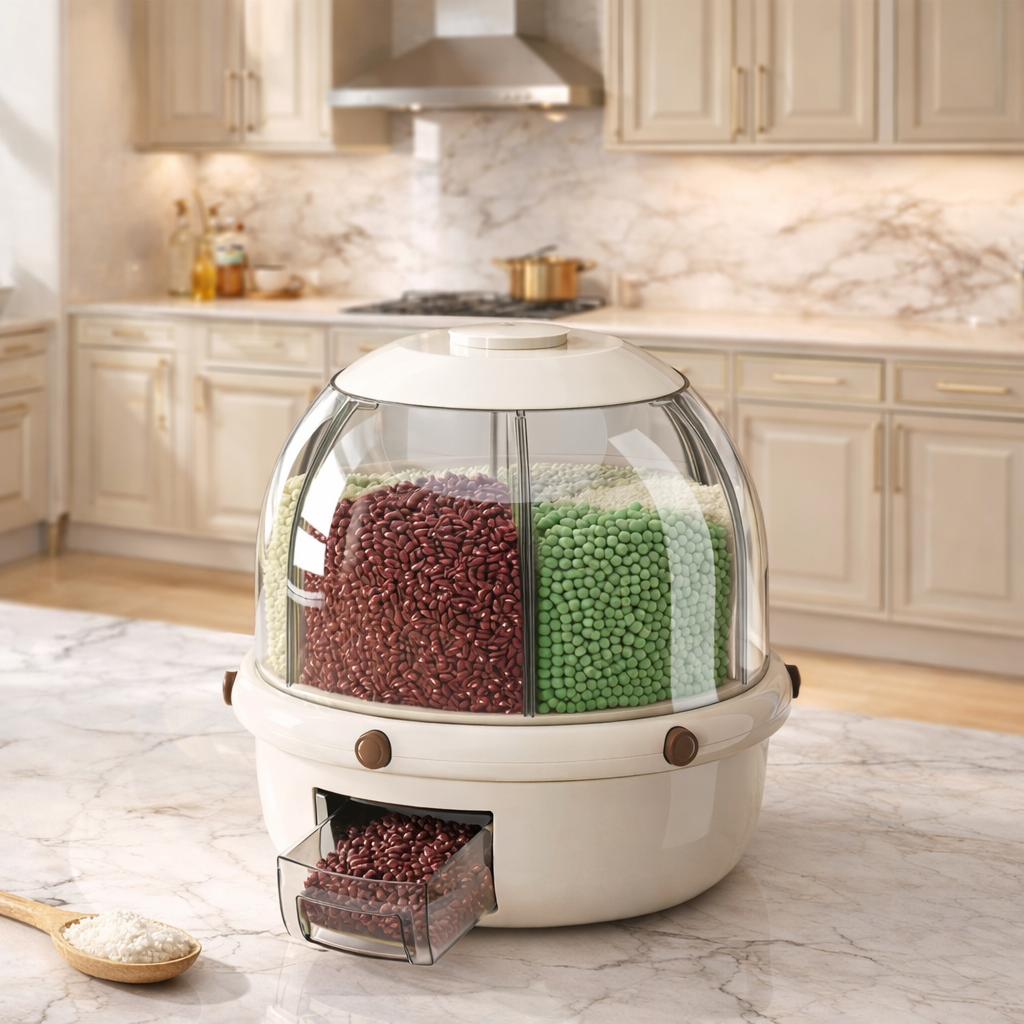 Luxury 360° Rotating Multi-Grid Rice & Grain Dispenser - 10KG