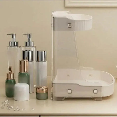 Double Layer Cosmetic Organizer Rack for Efficient Makeup Storage