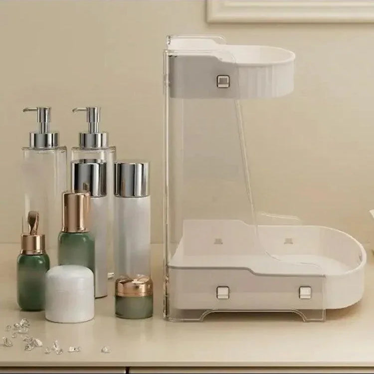 Double Layer Cosmetic Organizer Rack for Efficient Makeup Storage