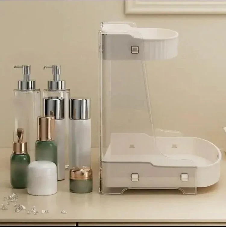 Double Layer Cosmetic Organizer Rack for Efficient Makeup Storage