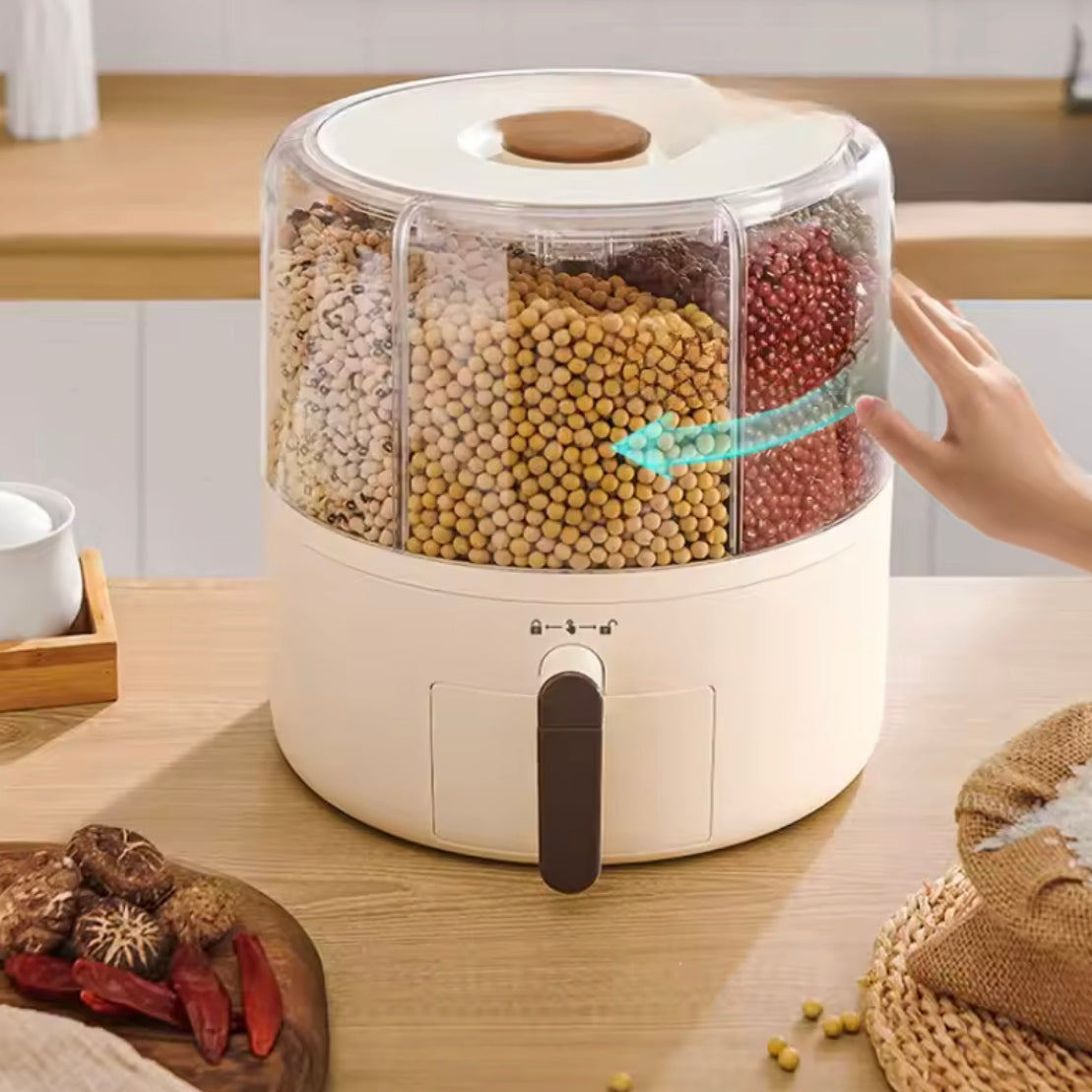 Ecoco 360° Rotating Cereal Dispenser – 10kg Multi-Grain Station