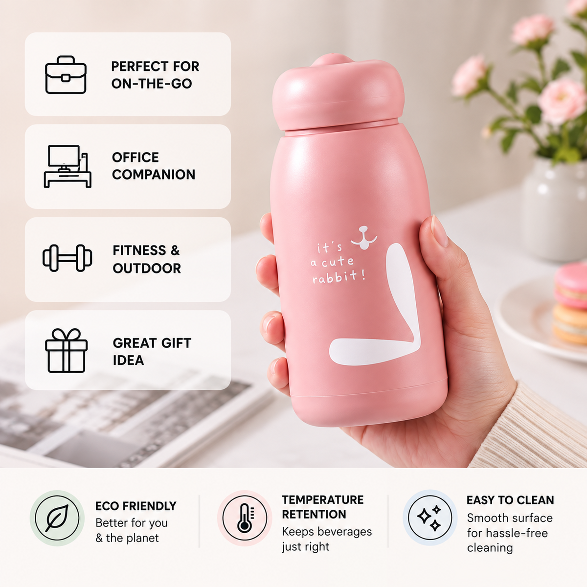 320ml Glass Insulated Water Bottle – Compact Reusable Drinking Bottle