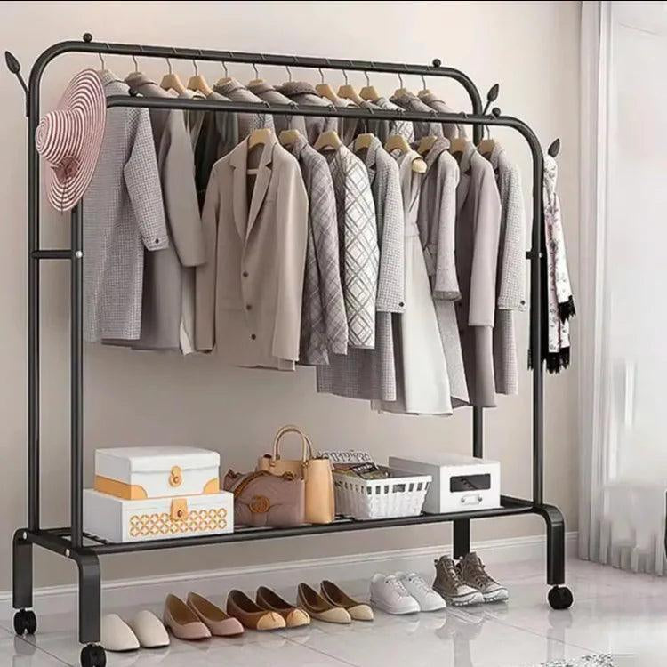 Double Pole Metal Cloth Stand for Home and Office Use