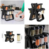 18-Piece Spice Jar Set with Rotating Rack for Easy Access and Organization