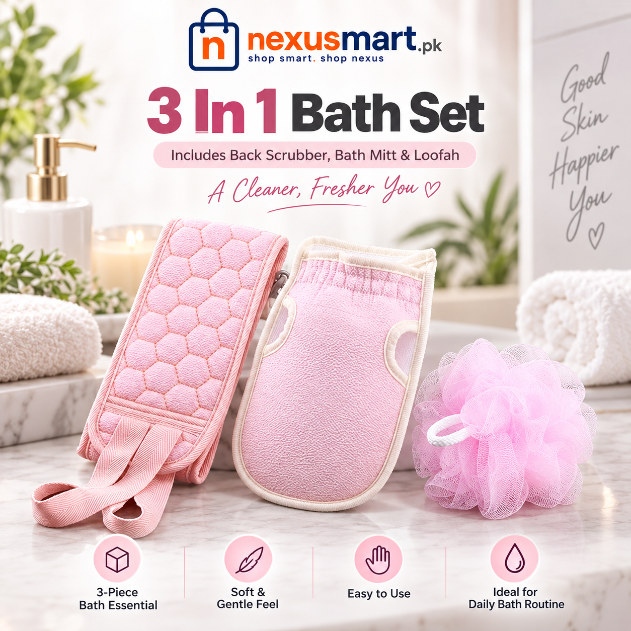 3-in-1 Bathroom Set – Multipurpose Bath Accessories Set
