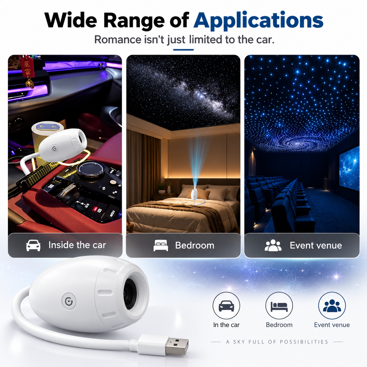USB Galaxy Projector – Decorative Star & Galaxy Night Light