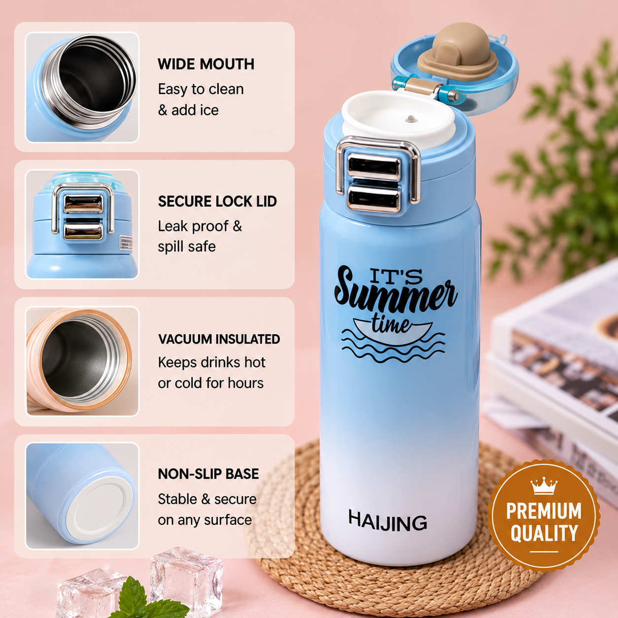 550ml Stainless Steel Water Bottle – Reusable Drinking Bottle