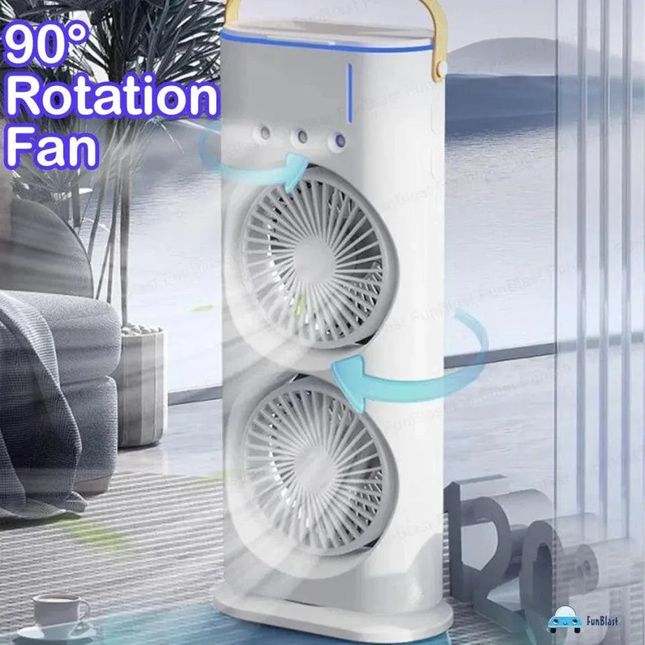 Electric Mist Fan - Dual Spray with Automatic Rotation and Lighting Effects