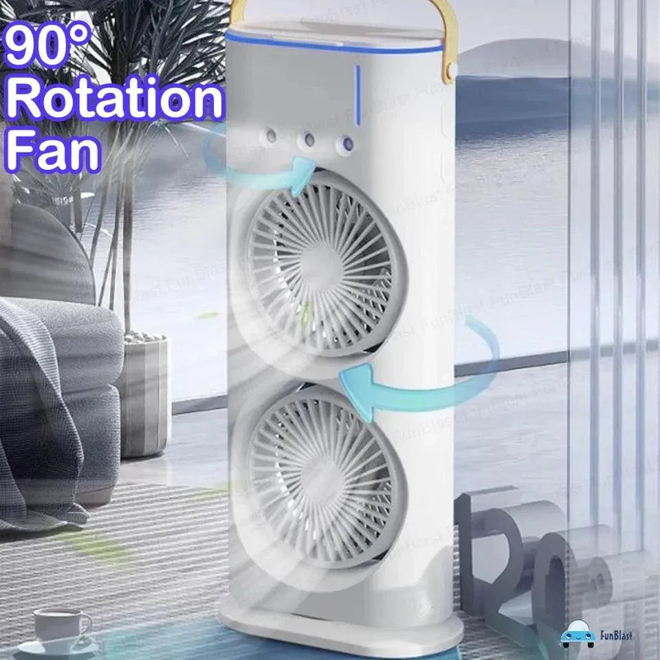 Electric Mist Fan - Dual Spray with Automatic Rotation and Lighting Effects