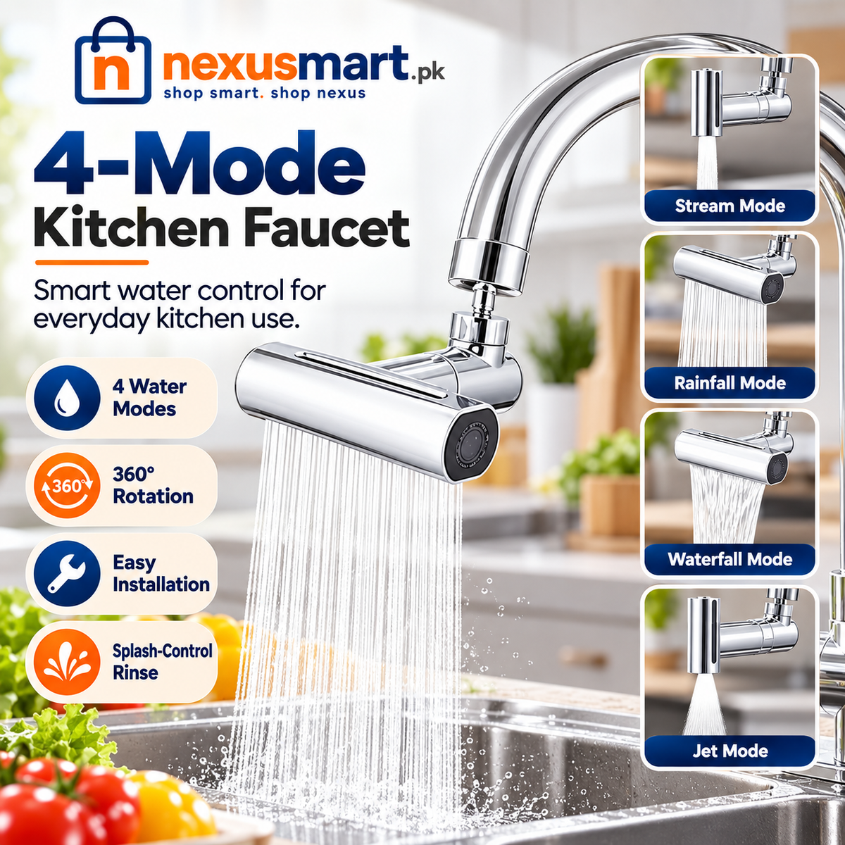 4-Model Kitchen Faucets – Sink Tap Collection for Kitchen Use