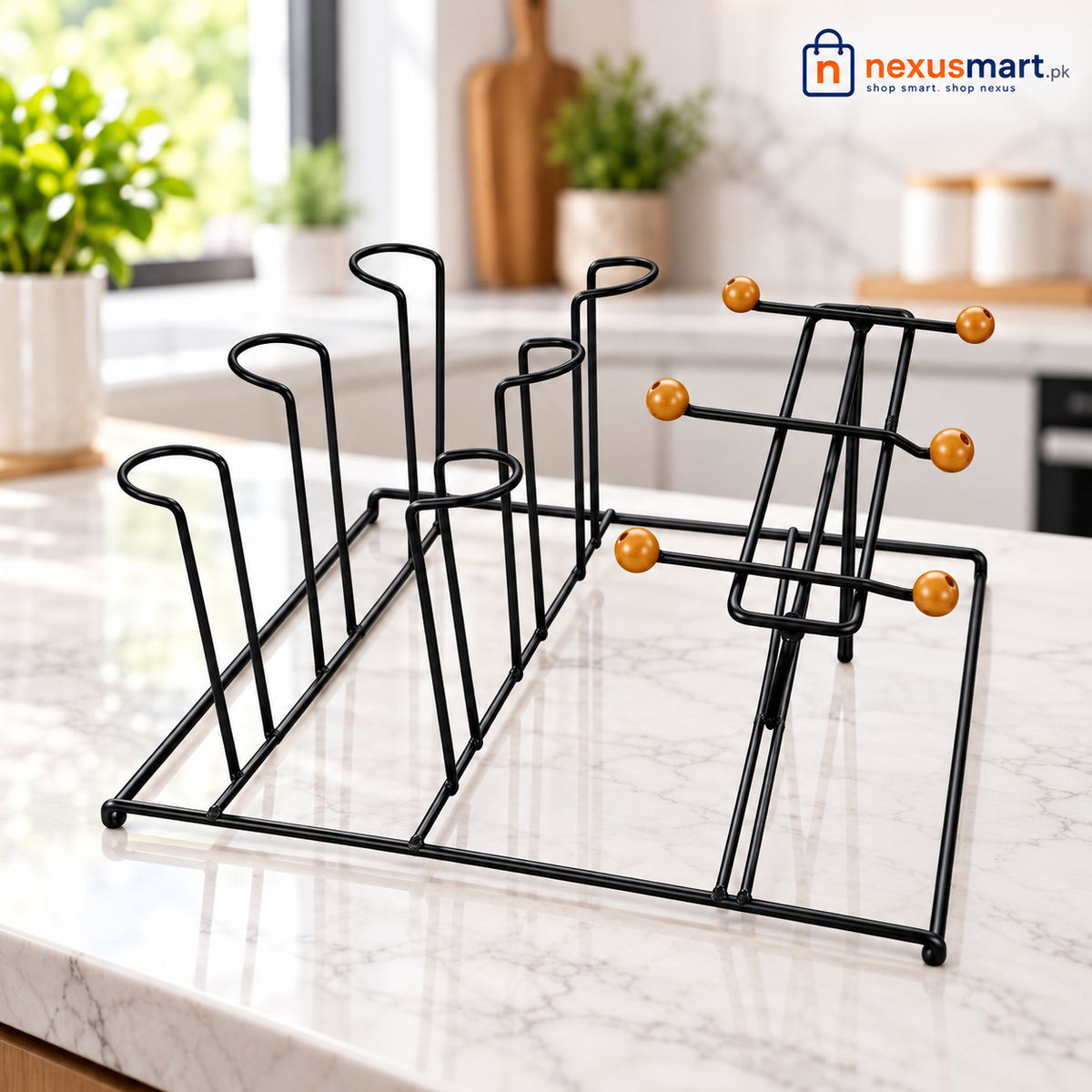 Metal 6 Mug & 6 Glass Table Holder – Countertop Drinkware Organizer