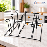 Metal 6 Mug & 6 Glass Table Holder – Countertop Drinkware Organizer