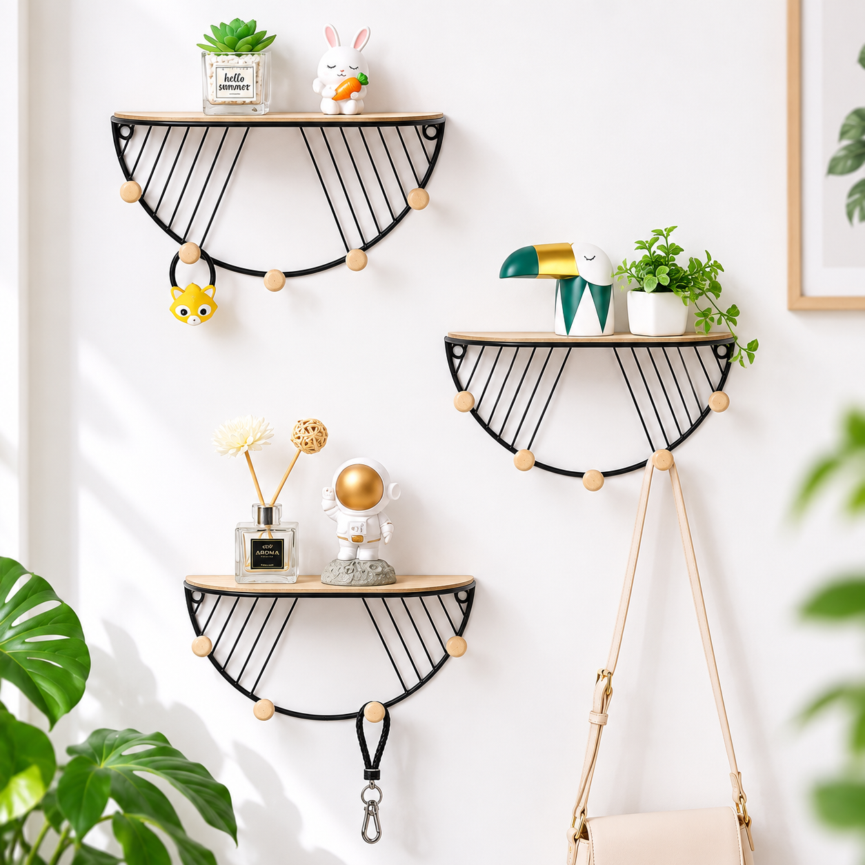 D-Shape Wall-Mounted Storage Shelf – Decorative Wall Organizer