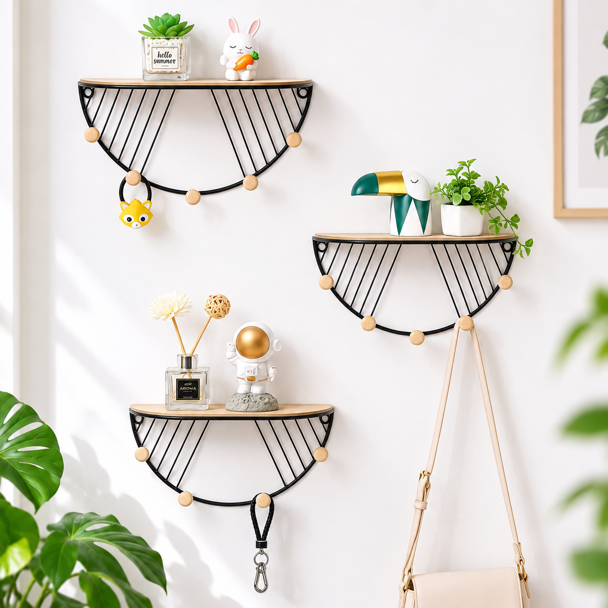 D-Shape Wall-Mounted Storage Shelf – Decorative Wall Organizer