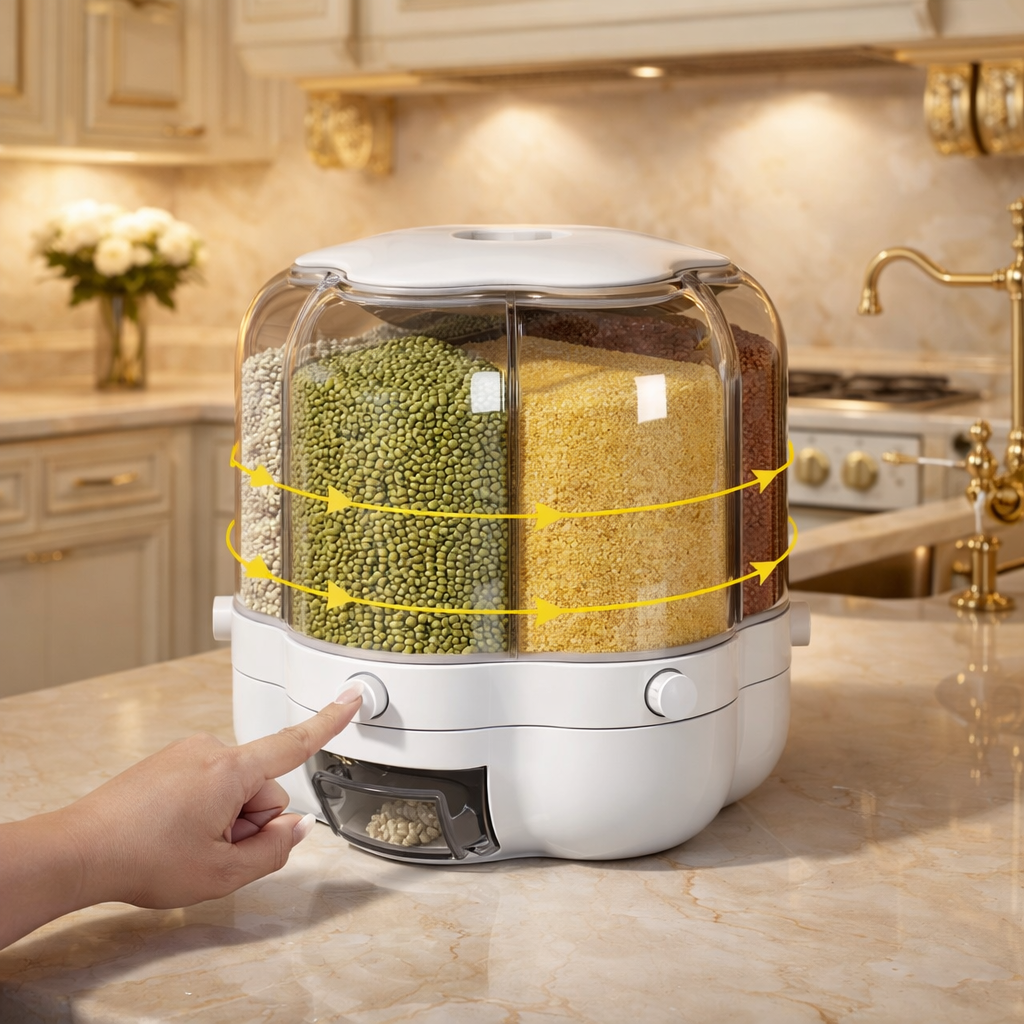 Rotating Rice Dispenser with 360° Rotation