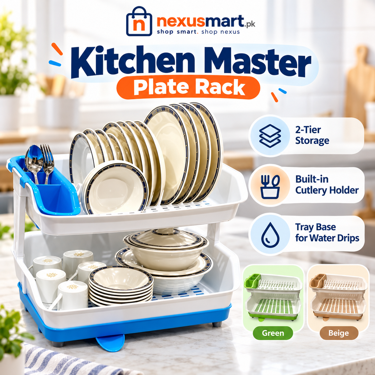 Kitchen Master Plastic Plate Rack with Tray