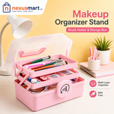 Makeup Organizer Storage Box – Multi-Layer Brush, Lipstick & Cosmetic Organizer with Li