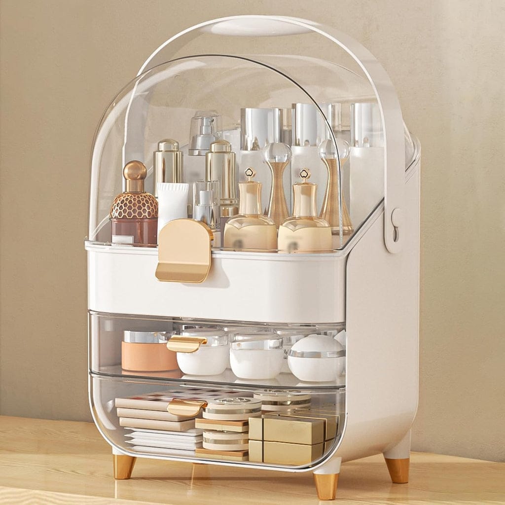 Makeup Organizer Countertop with Covered Top & Storage Drawers