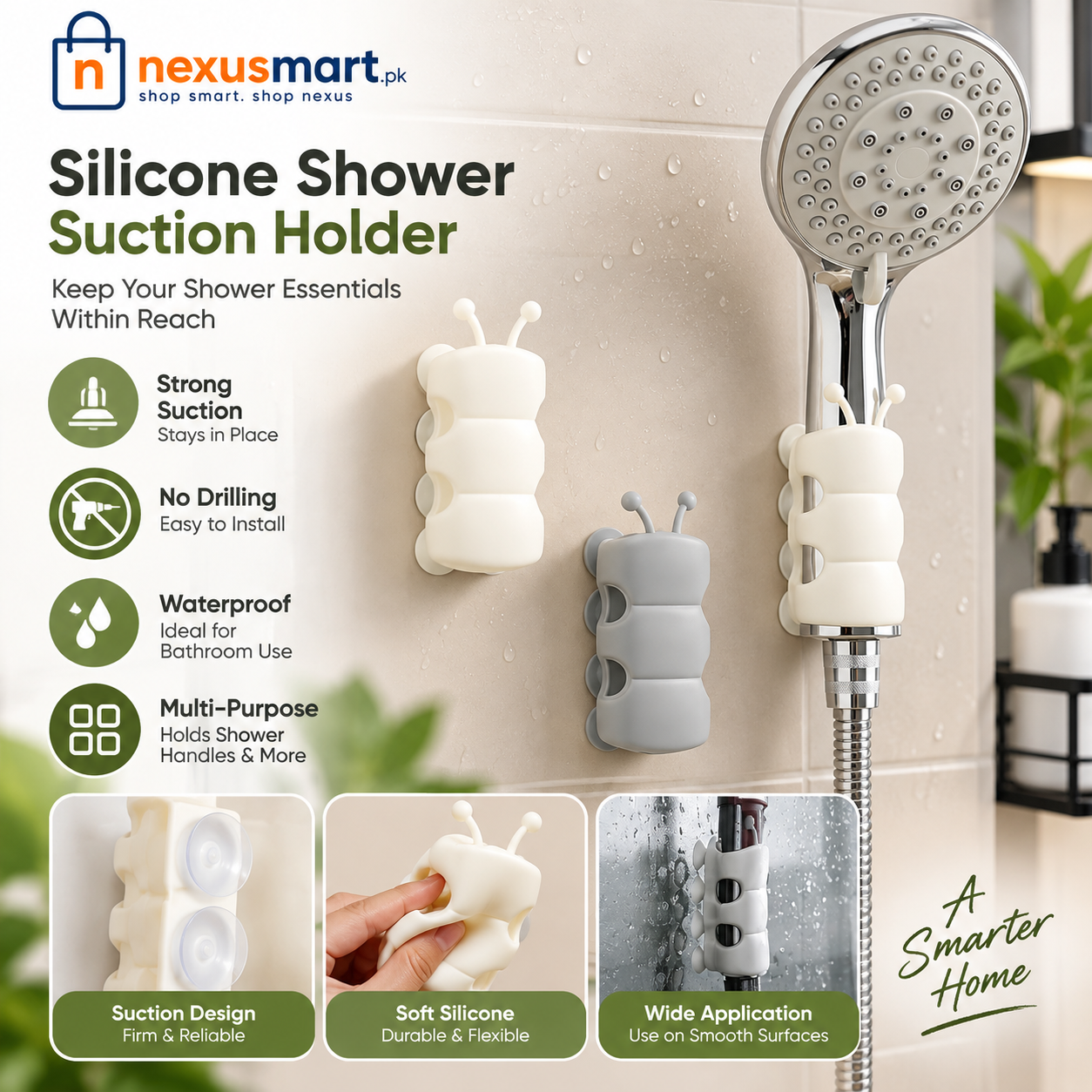 Silicone Shower Suction Holder – Wall-Mounted Bathroom Organizer