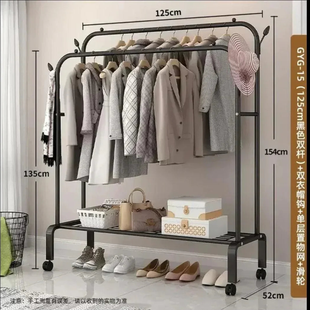 Double Pole Metal Cloth Stand for Home and Office Use