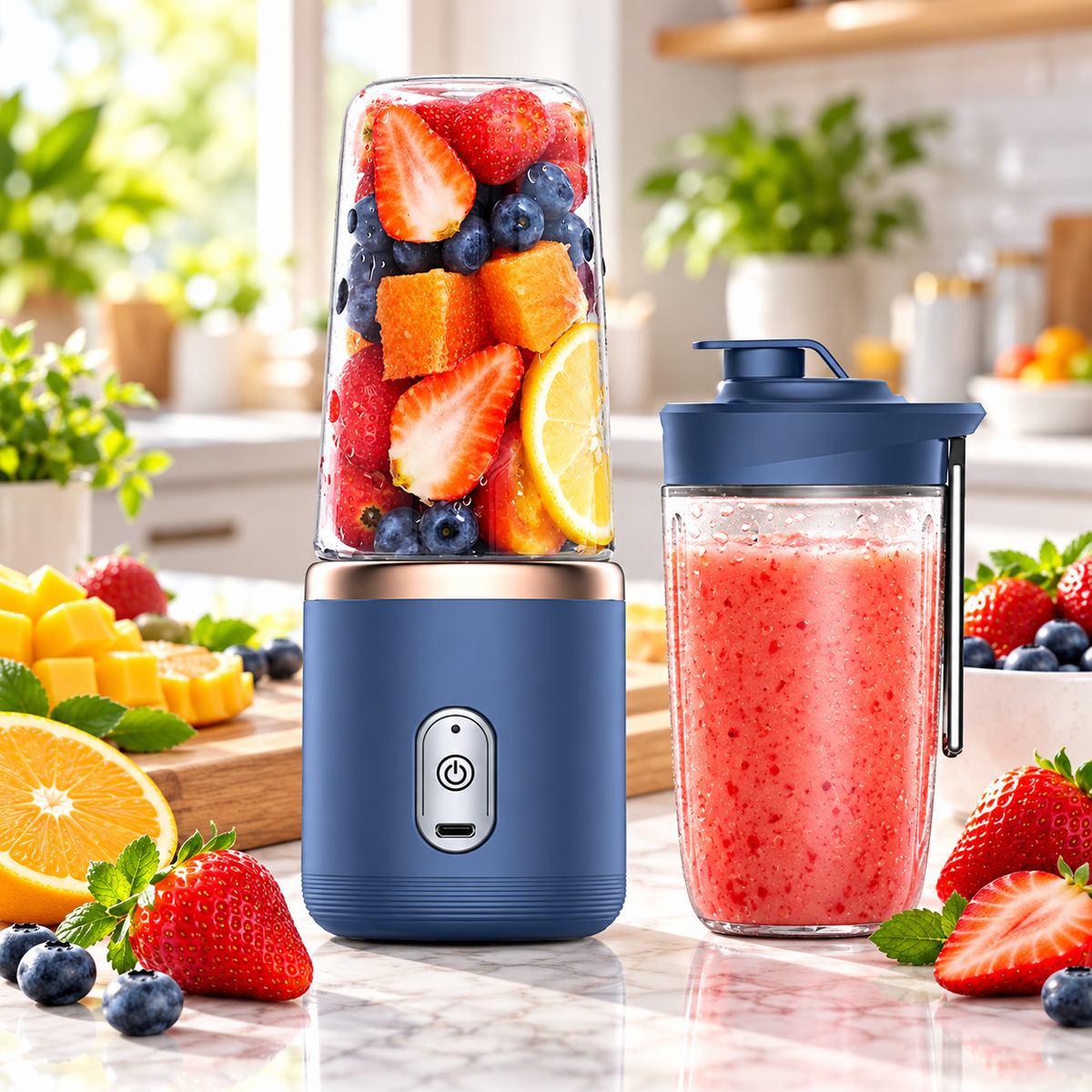 2-in-1 Rechargeable Portable Juicer with Extra Cup