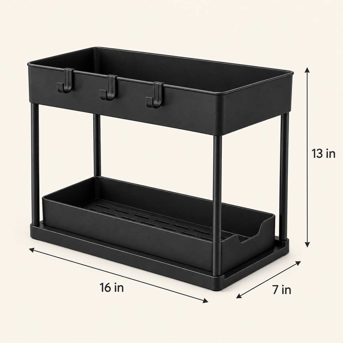Matrix 2-Tier Sliding Under Sink Organizer – Pull-Out Storage Rack