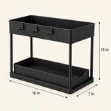 Matrix 2-Tier Sliding Under Sink Organizer – Pull-Out Storage Rack