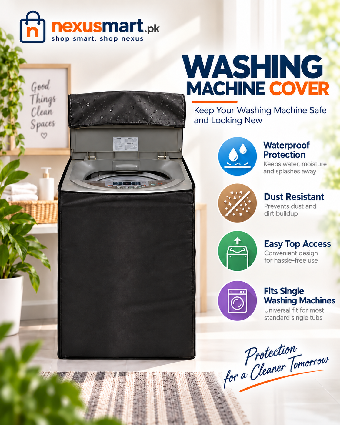 Waterproof Washing Machine Cover for Single Washing Machines