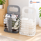 Wall-Hanging Folding Laundry Basket – Large Plastic Clothes Storage Hamper