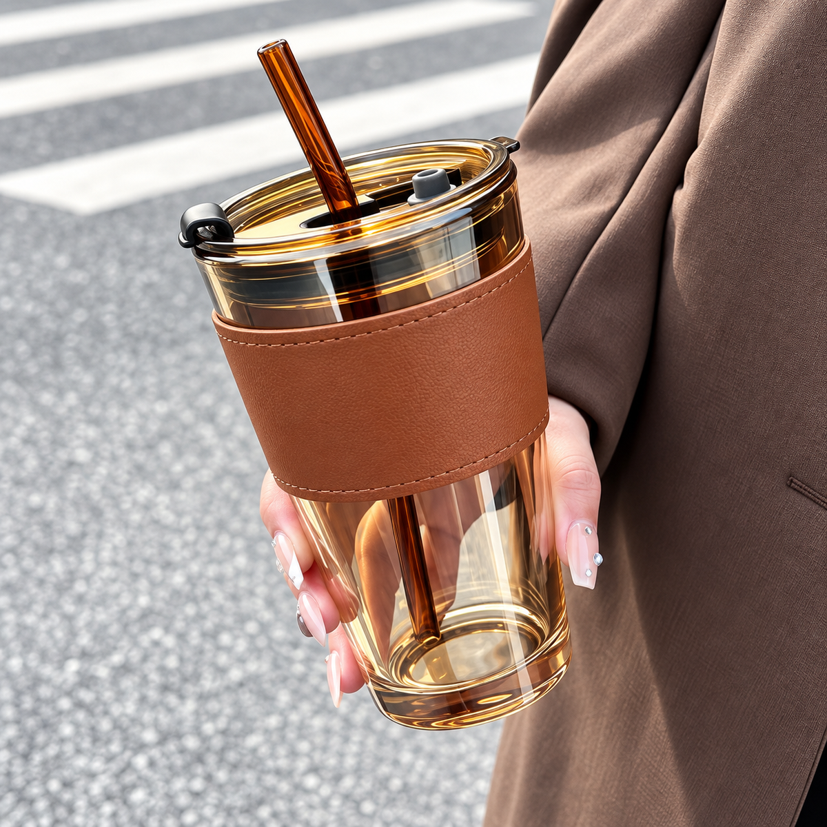 450ml Glass Straw Sipper – Reusable Drinking Cup with Straw