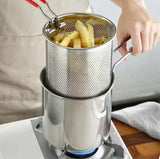 Stainless Steel Deep Fryer with Basket for Home Cooking