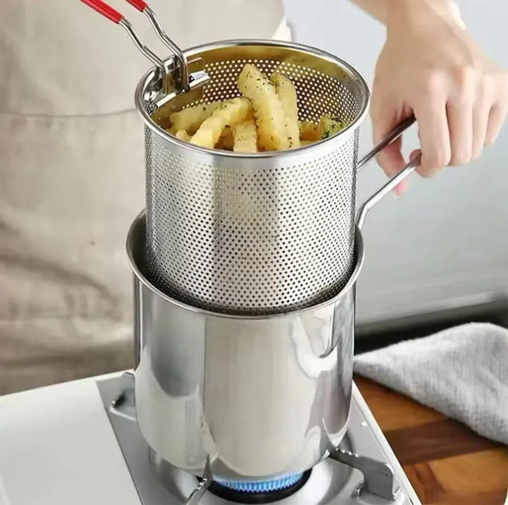 Stainless Steel Deep Fryer with Basket | Home Frying Pot | NexusMart.pk