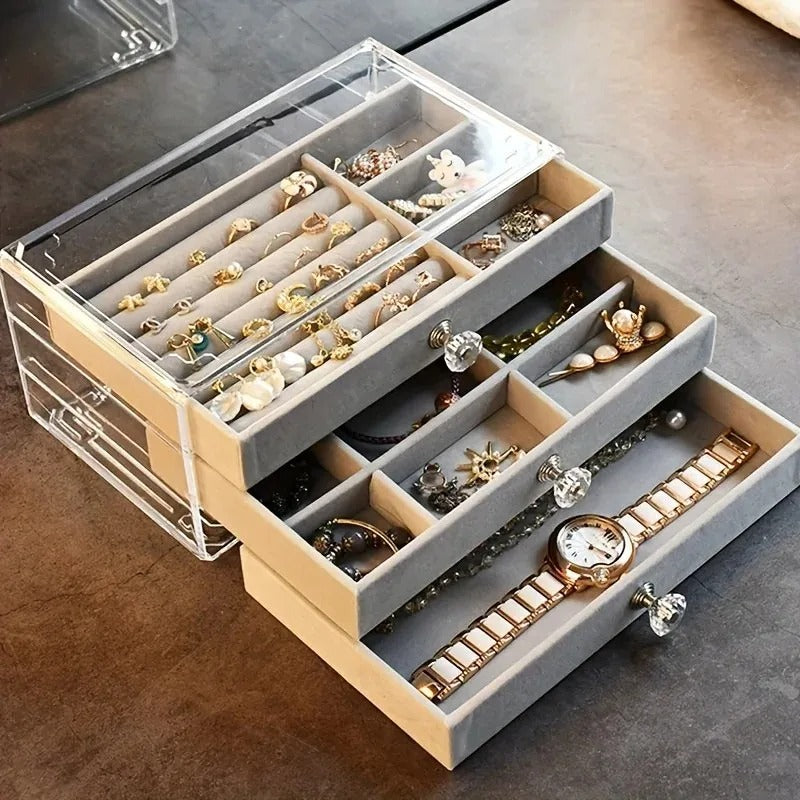 Acrylic Jewellery Organizer with 3 Drawers for Stylish Storage
