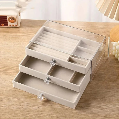Acrylic Jewellery Organizer – 3-Drawer Stylish Storage Box_nexusmart.pk