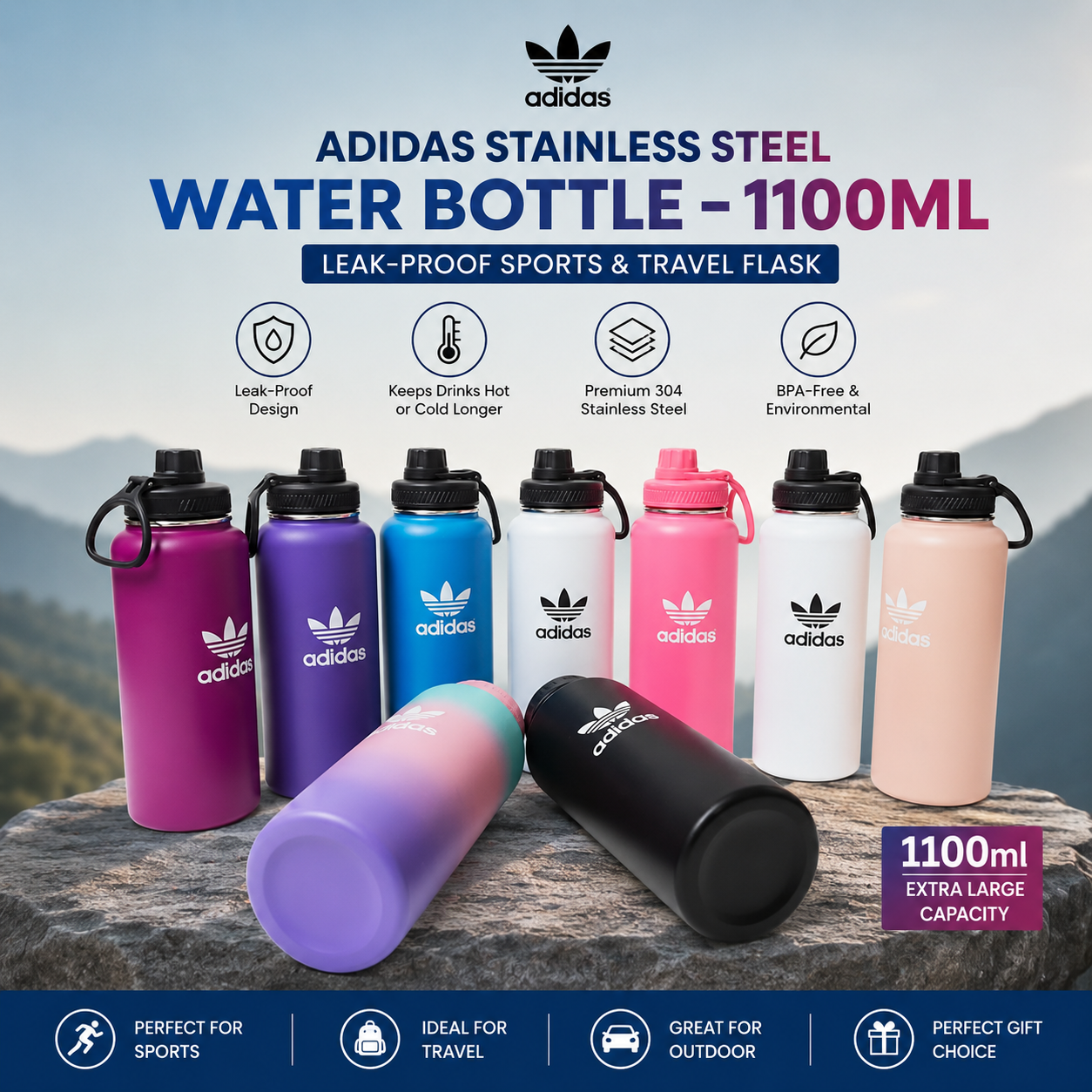 Adidas Stainless Steel Water Bottle Premium Water Bottles product image - Nexusmart Pakistan