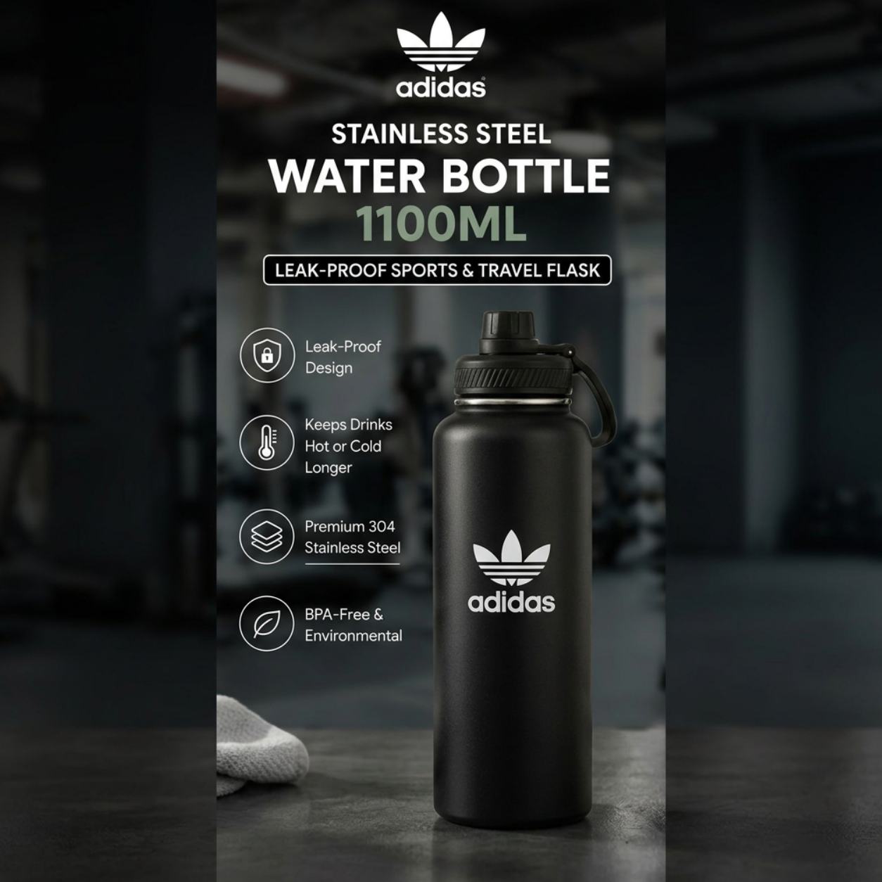Adidas Stainless Steel Water Bottle Premium Water Bottles view 3 - Nexusmart Pakistan