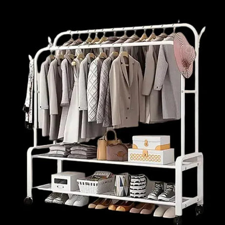Double Pole Metal Cloth Stand for Home and Office Use
