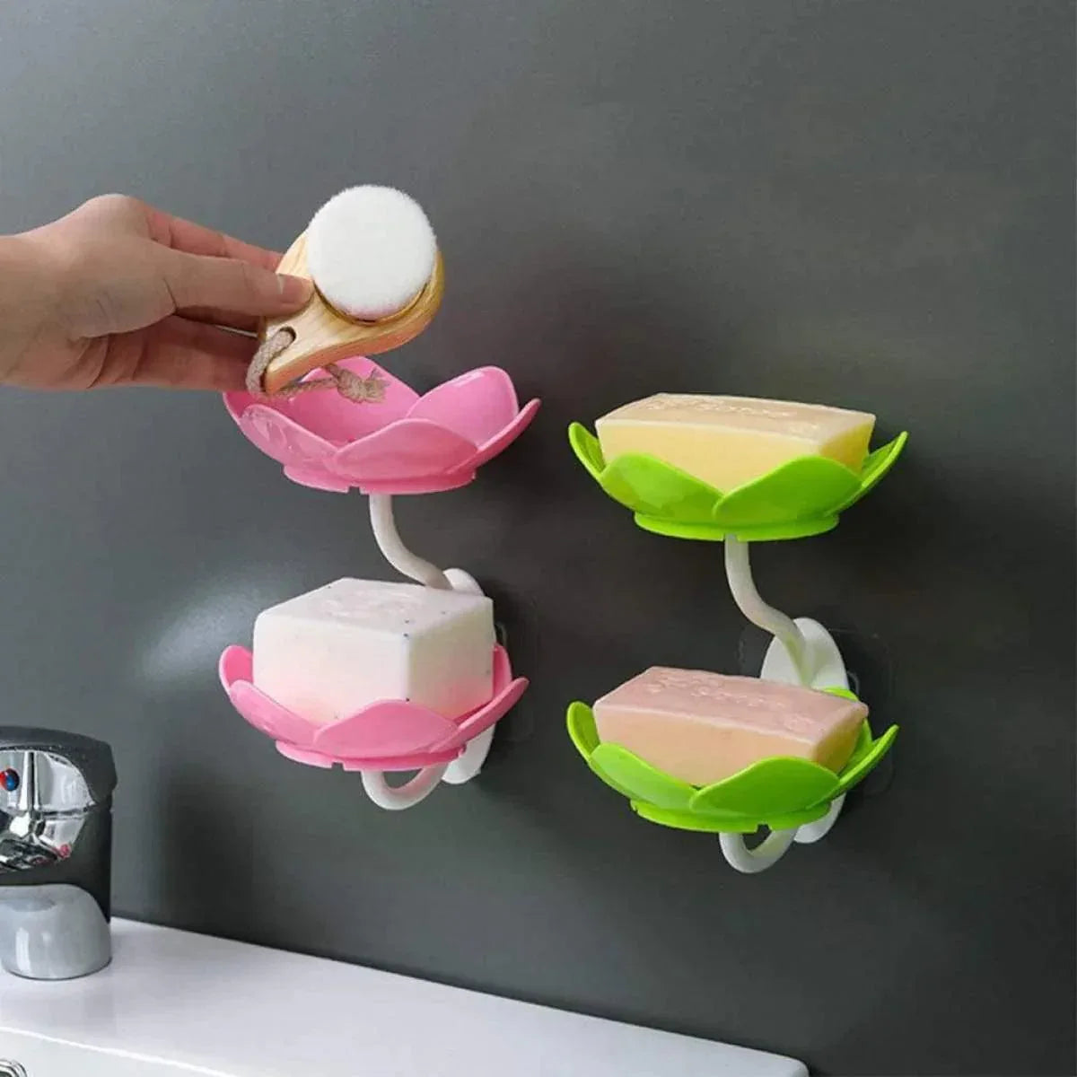 2-Layer Soap Tray – Elegant Flower Design