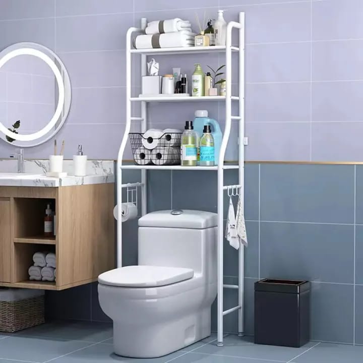 3-Tier Over Toilet Bathroom Storage Shelf – Stainless Steel Washing Machine Organizer Rack
